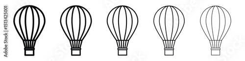 Hot air balloon icon Outline and flat style designs