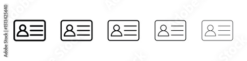 Identity card icon Outline and flat style designs