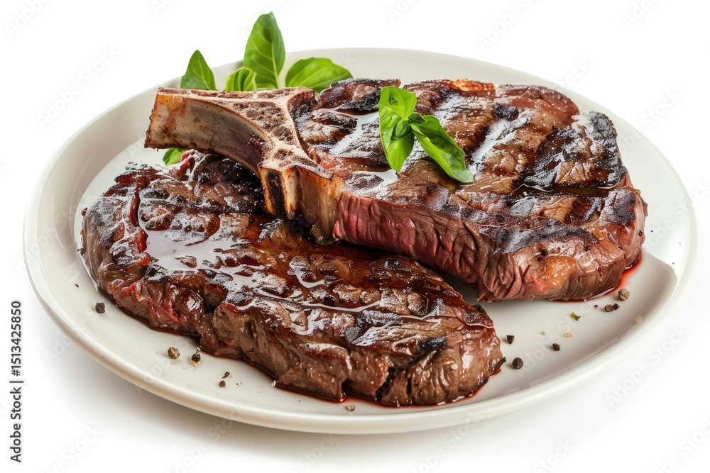 Premium Quality Picture of Grilled Beef Steak Plate Isolated on White Background Premium Quality Picture of Grilled Beef Steak Plate Isolated on White Background