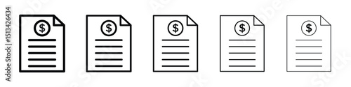 Invoice icon Outline and flat style designs