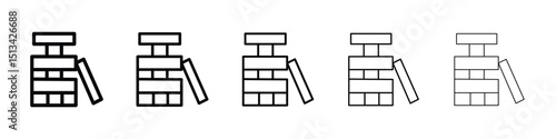 Jenga icon Outline and flat style designs