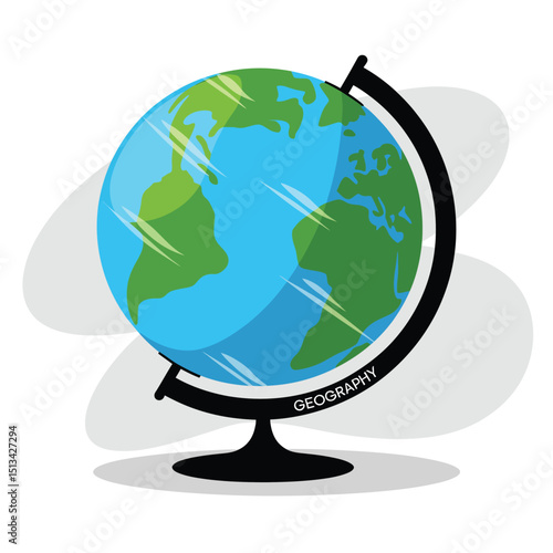 Decorative Globe with Green Continents and Blue Oceans on Black Stand with 'World Explorer' Text, Suitable for Travel and Geography-Themed Content