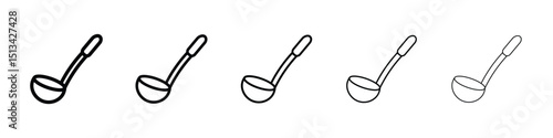 Ladle icon Outline and flat style designs