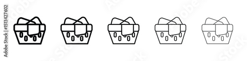 Laundry basket icon Outline and flat style designs