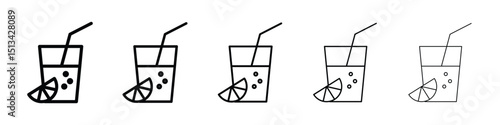 Lemonade icon Outline and flat style designs
