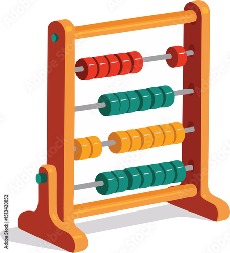 An abacus with coloured beads and a wooden frame