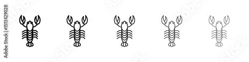 Lobster icon Outline and flat style designs