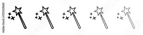 Magic wand icon Outline and flat style designs
