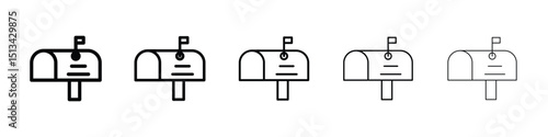 Mailbox icon Outline and flat style designs