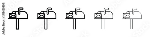 Mailbox icon Outline and flat style designs