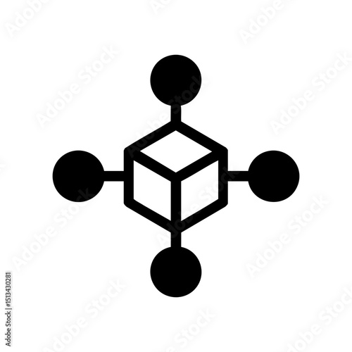 Blockchain network cube icon concept