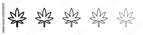Marijuana icon Outline and flat style designs