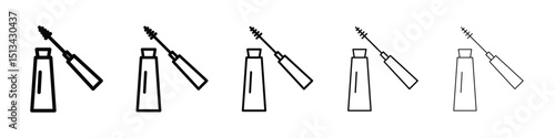 Mascara brush icon Outline and flat style designs
