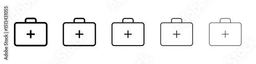 Medical kit icon Outline and flat style designs
