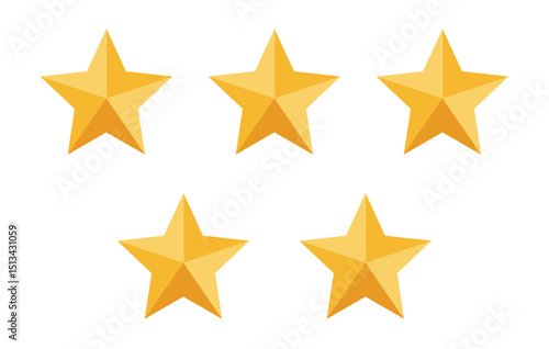 Five Golden Stars Achieving Excellence, Quality, and Top Ratings - A Symbol of Superiority and High Achievement in Various Contexts, 3d star