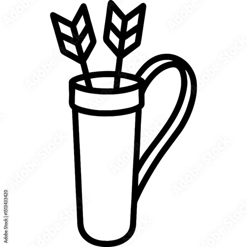 Clean line art of a quiver with arrows