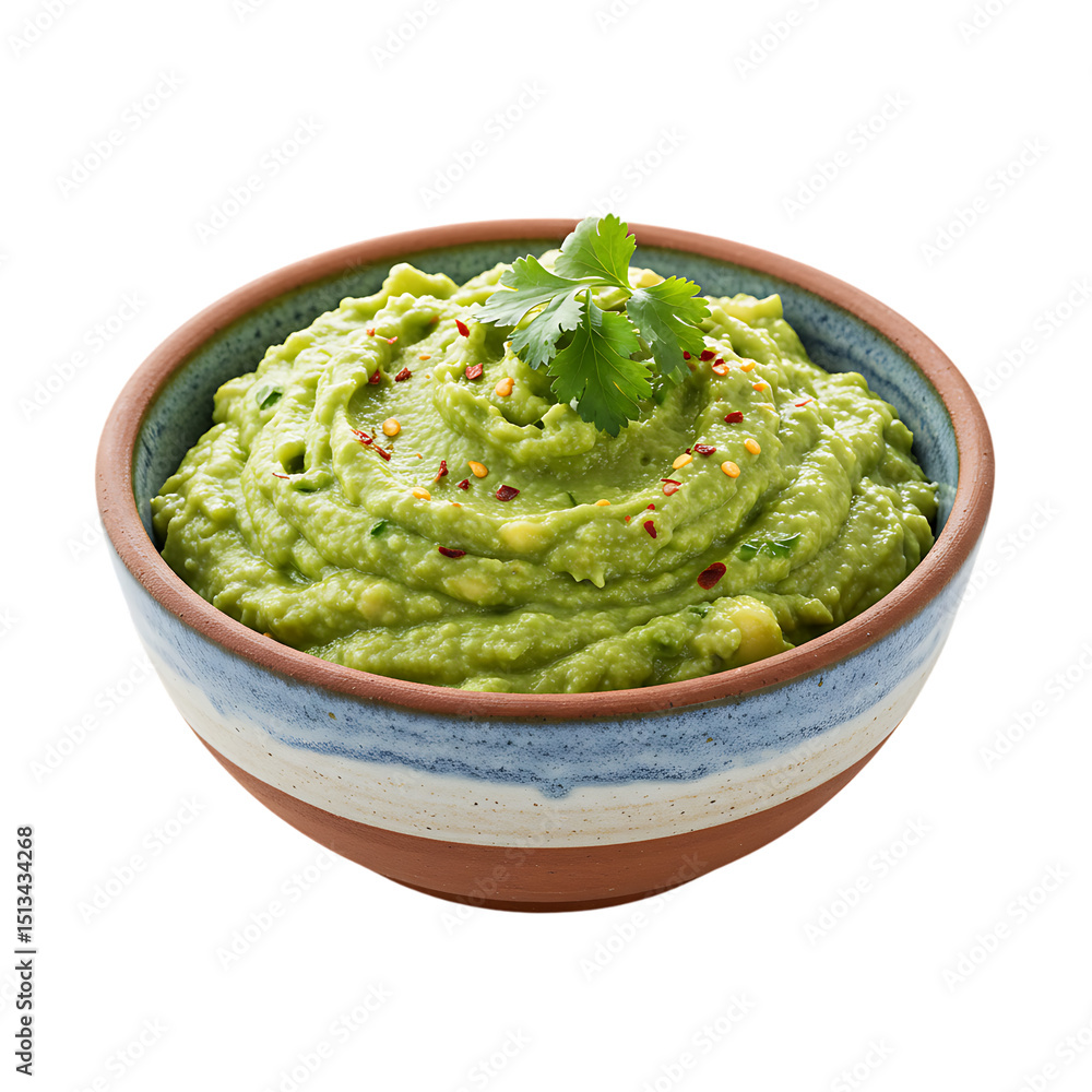 Guacamole in a Ceramic Bowl Isolated on White Background Guacamole in a Ceramic Bowl Isolated on White Background