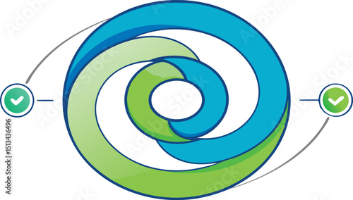 Email sign icon with a blue circle swirl design, perfect for a business web mail logo concept