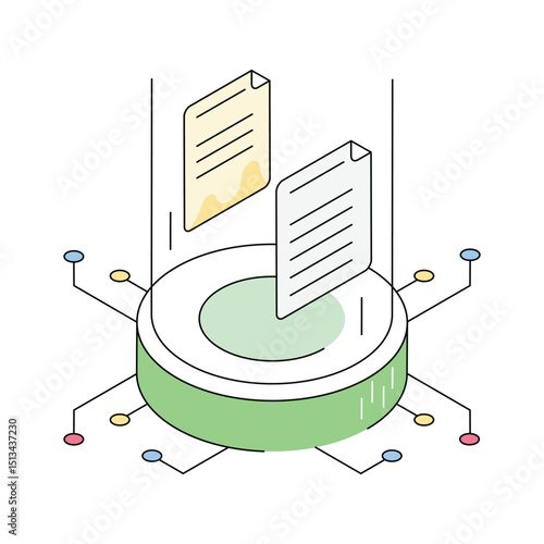 Grab this isometric outline icon of data hologram