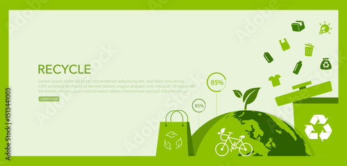 Recycle, save the world and energy concept, green energy, sustainable environment, environmental conservation, renewable energy, clean energy, zero waste, green paper and vector illustration