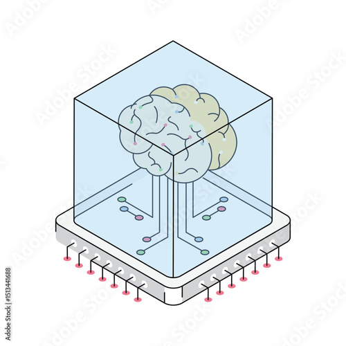 Trendy isometric icon showcasing intelligent ai mind design