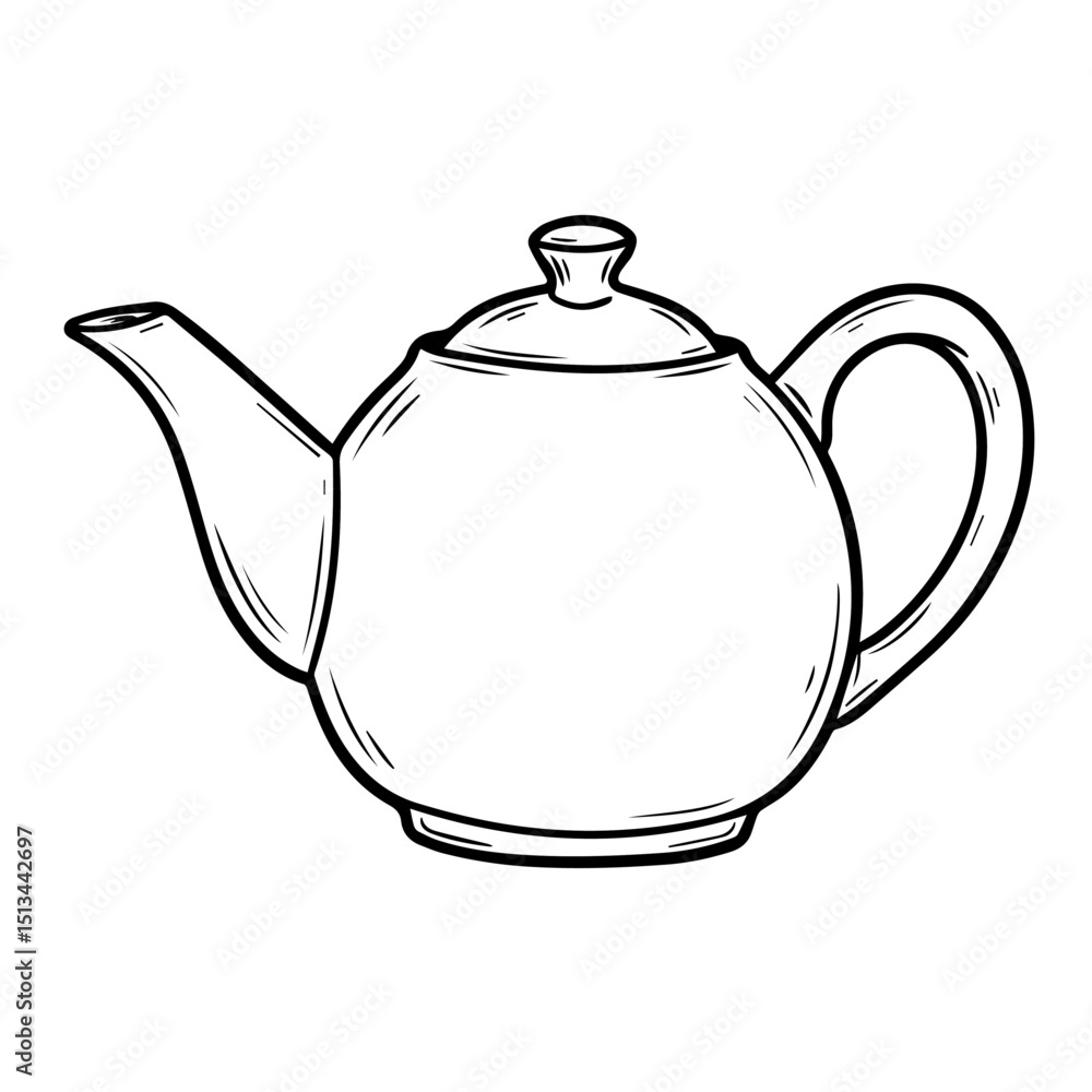 Classic teapot illustration. Simple kitchen accessory drawing perfect for tea party invitations or 2026 year of fire horse themed designs. This elegant teapot image is ideal for new year or christmas Classic teapot illustration. Simple kitchen accessory drawing perfect for tea party invitations or 2026 year of fire horse themed designs. This elegant teapot image is ideal for new year or christmas