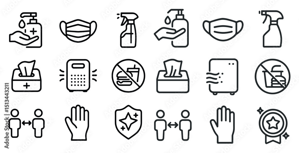 Fototapeta premium Hygiene and safety icons for health protection designs and posters
