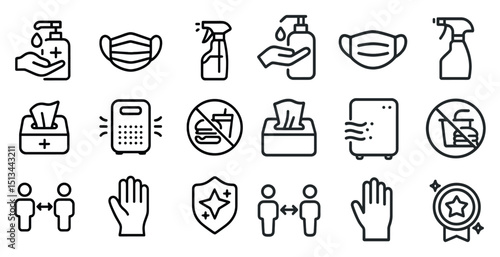 Hygiene and safety icons for health protection designs and posters