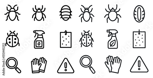 Pest control icons set for infographics and design projects