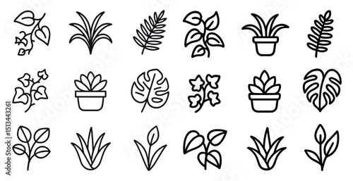 Minimalistic botanical icons for nature inspired design and decoration projects