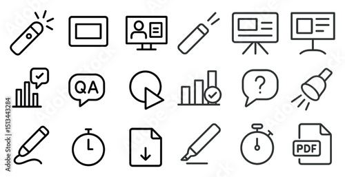 Comprehensive business and technology icon set for presentations and reports