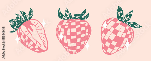 Coquette Gingham Strawberry Clipart Set