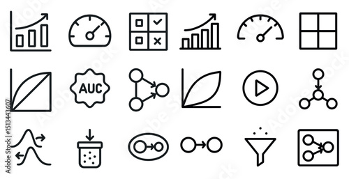 Data analysis and performance icons for web and app design
