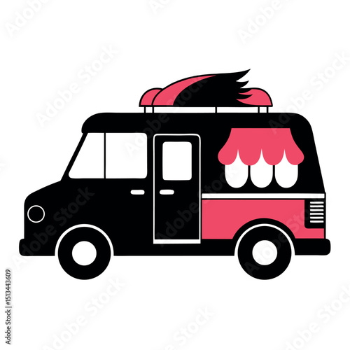 Silhouette Vector Illustration of an Ice Cream Van