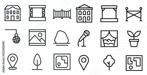 Urban and nature line icons for design projects and applications