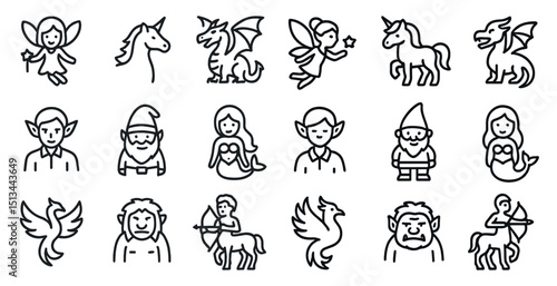 Magical fantasy characters collection for design and illustration projects