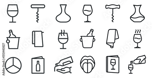 Wine and bar icons set for parties and events