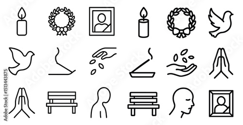Memorial symbols and icons for funerals and remembrance