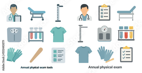Medical checkup essentials: tools and symbols for annual physical exam