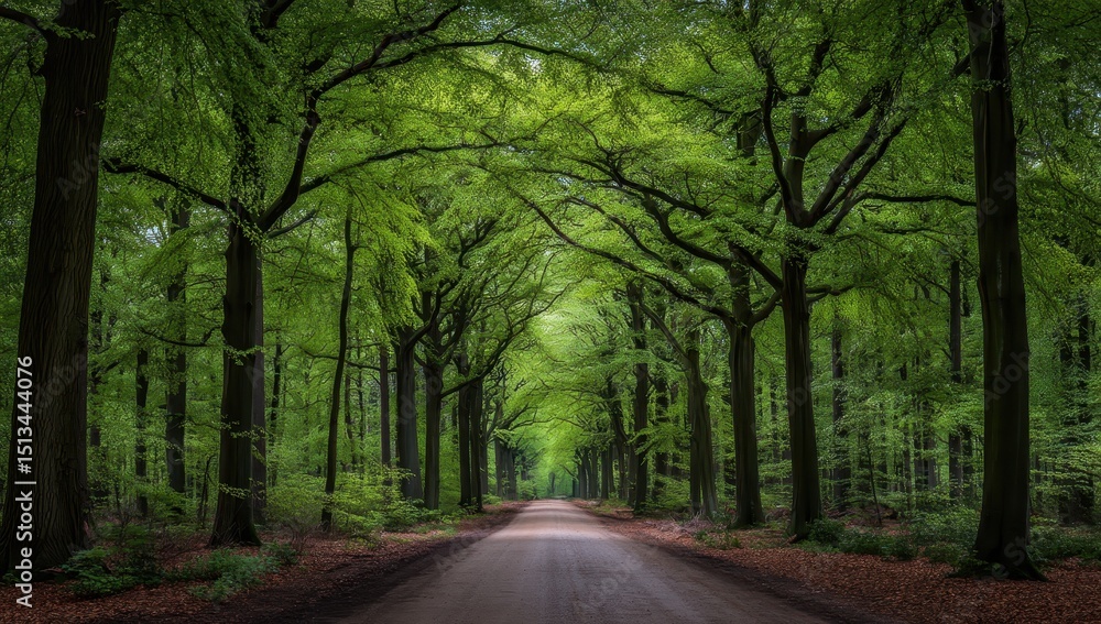 Obraz premium Lush green forest path (1)