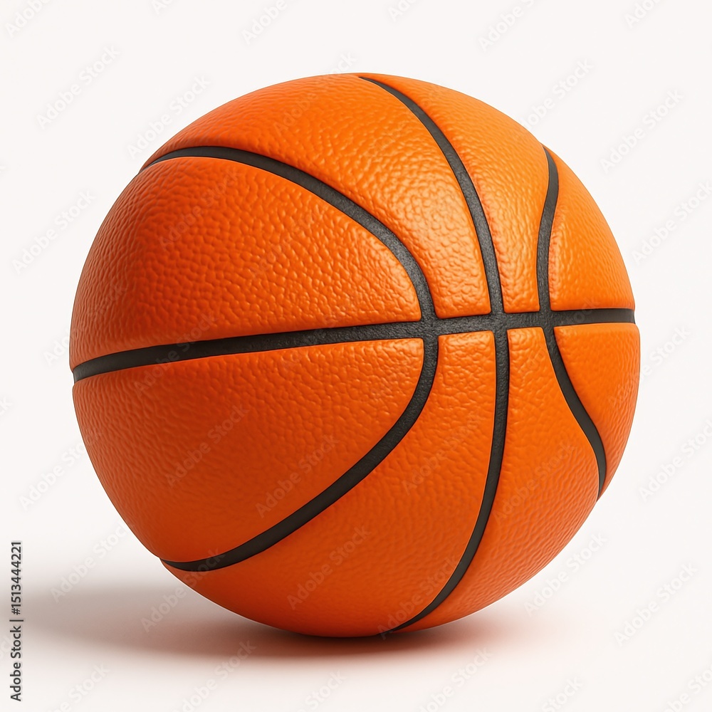 Obraz premium 3D icon of Orange basketball isolated on white background with black stripes and texture