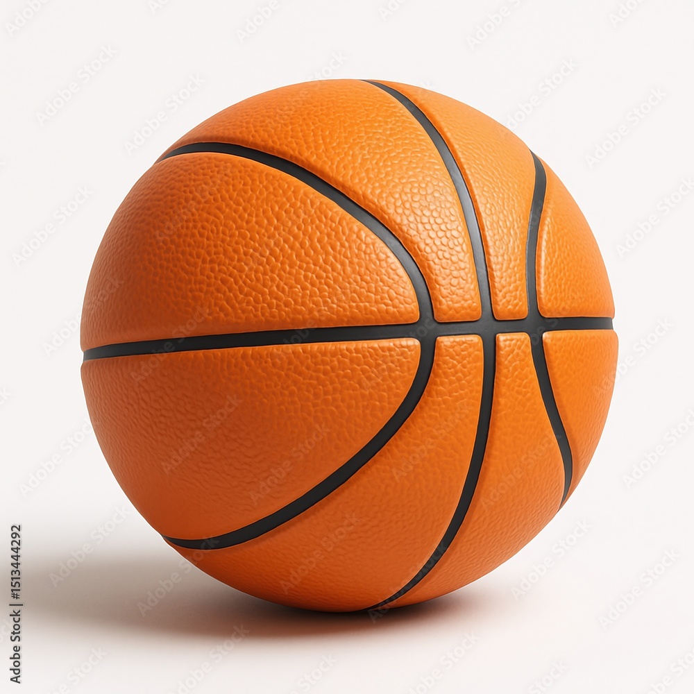 Obraz premium 3D icon of Orange basketball isolated on white background with textured surface and black lines