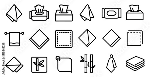 Variety of tissue and towel icons for hygiene and design concepts