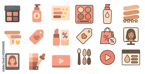 Beauty and skincare elements for online shop and social media design