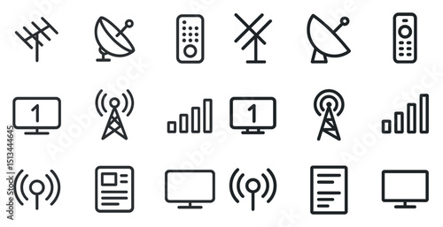 Communication and broadcast technology icons for digital design projects