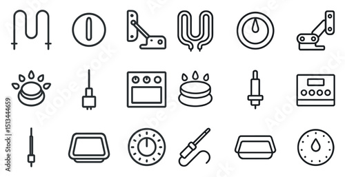 Minimalist line art of home appliances and tools for modern design