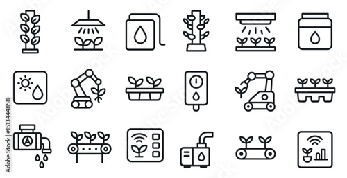 Smart agriculture icons collection for digital farming and automation concepts