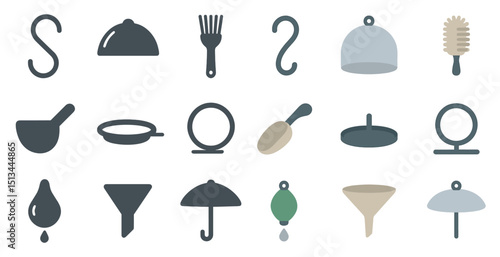 Kitchen tools and utensils vector icons for design and decoration