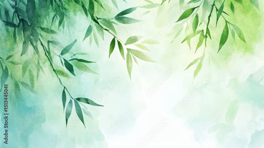 Fototapeta premium Bamboo, bamboo grass, ink painting style background 