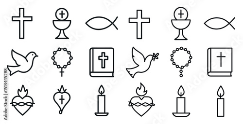 Christian symbols collection for religious events and celebrations